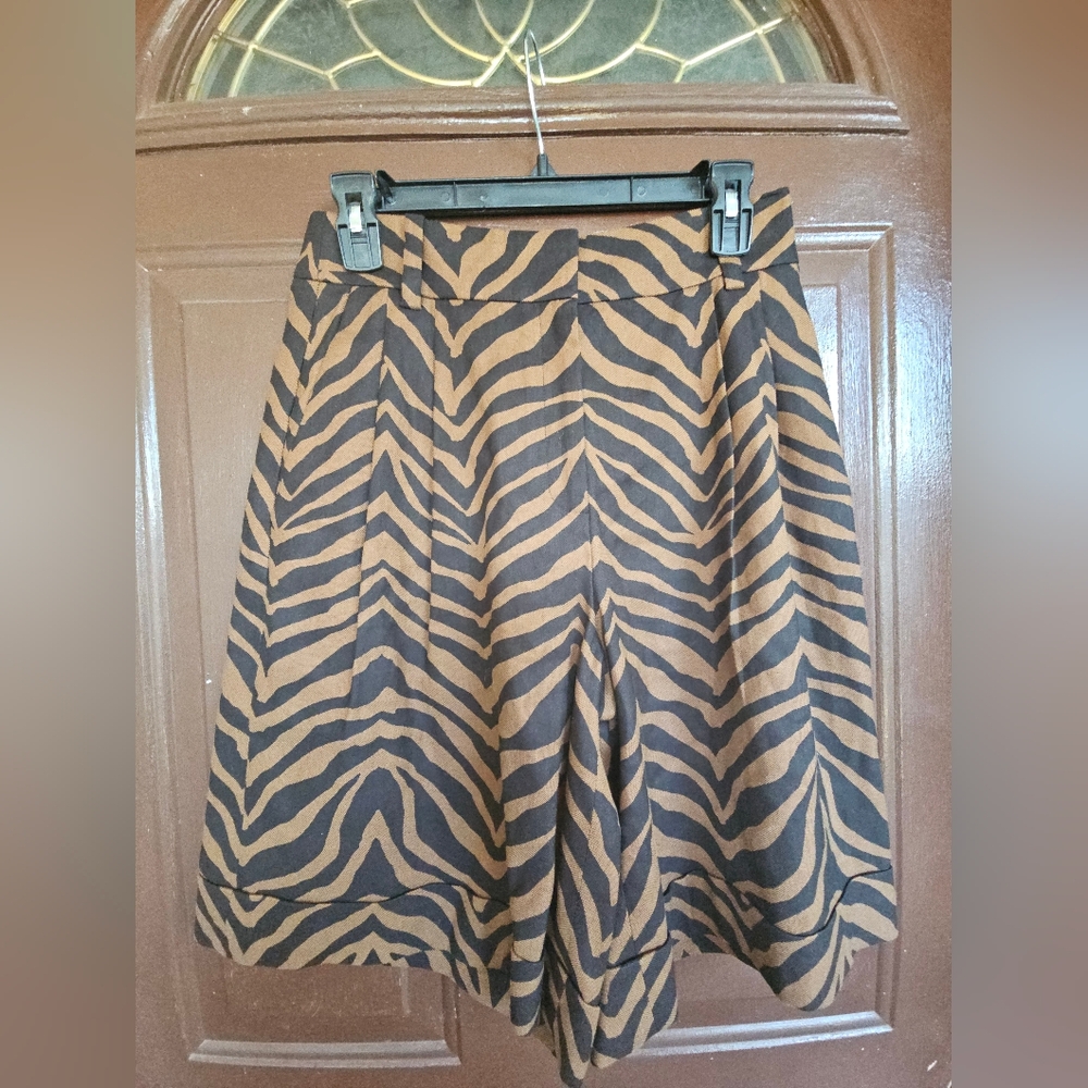 Lafayette 148 New York Brown Zebra Print Shorts